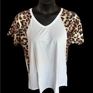 Leopard Print and White Women's Top